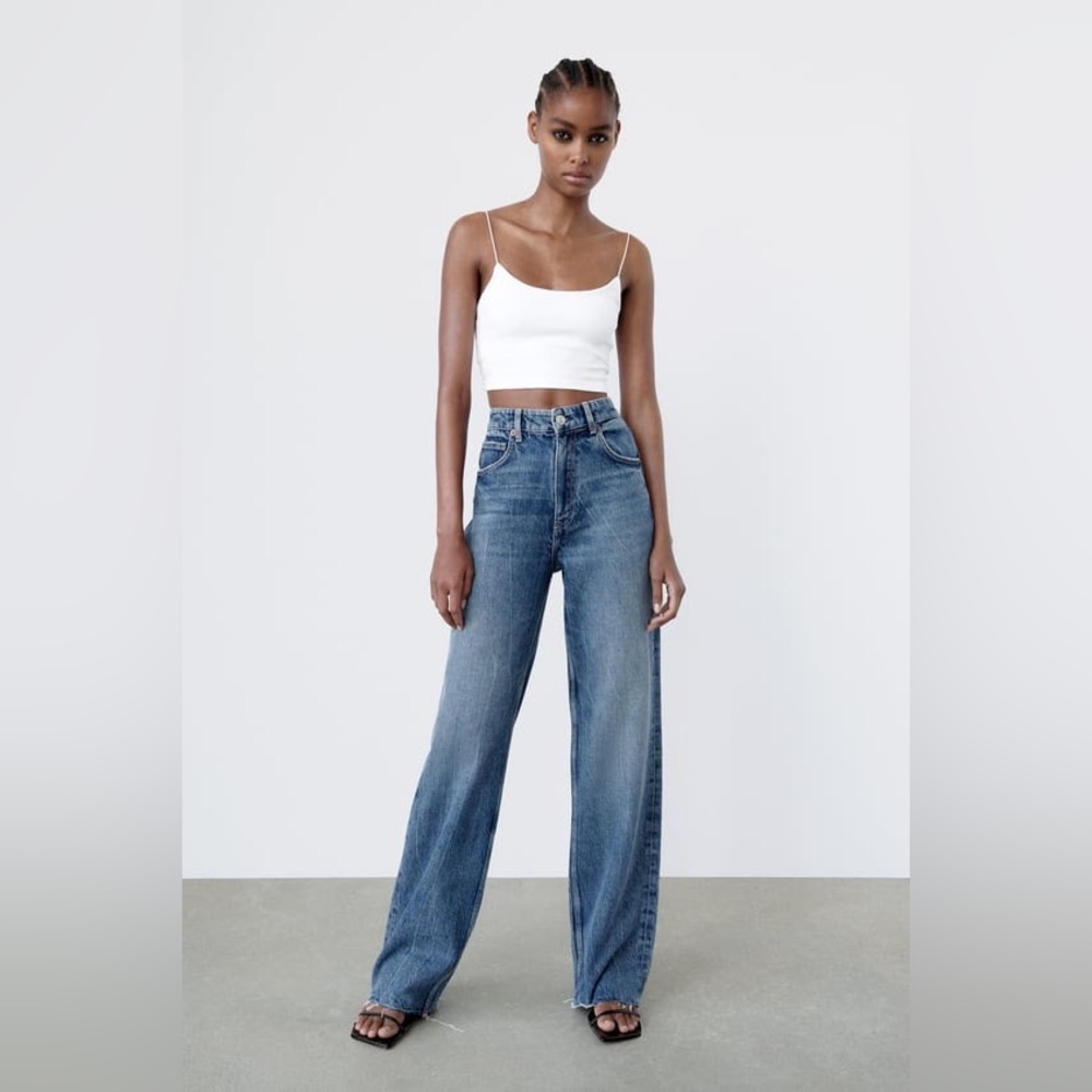 Zara Wide Leg Jeans in Blue / Gray